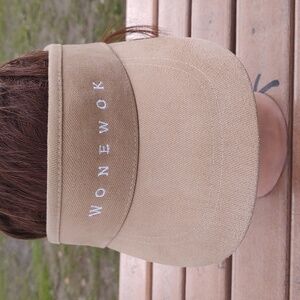 Wonewok Embroidered Women's Golf Visor Hat Cap Beige